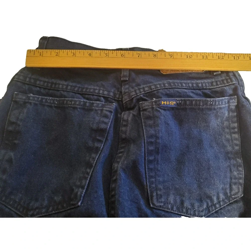 Vintage‎ H.I.S. Jeans Mens 29x30  Dark Navy Blue Tapered Leg 90s Casual